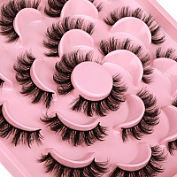 wiwoseo False Eyelashes Russian Strip Lashes Natural Wispy Fluffy 3D Effect D Curly Faux Mink Lashes Pack 16MM Crossing Fake Eyelashes 10 Pairs