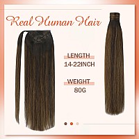 Ve Sunny Long Ponytail Extension Human Hair Brown Hair Extensions Real Human Hair Ponytail Dark Brown Ombre Medium Brown Human P