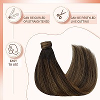 Ve Sunny Long Ponytail Extension Human Hair Brown Hair Extensions Real Human Hair Ponytail Dark Brown Ombre Medium Brown Human P