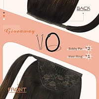 Ve Sunny Long Ponytail Extension Human Hair Brown Hair Extensions Real Human Hair Ponytail Dark Brown Ombre Medium Brown Human P