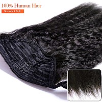 Lacerhair Kinky Straight Ponytail Hair Extensions With Comb Wrap Around Natural Black Light Kinky Wave Pony Tail Hair Extensions