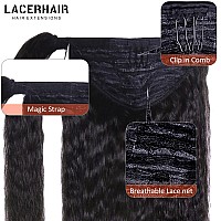 Lacerhair Kinky Straight Ponytail Hair Extensions With Comb Wrap Around Natural Black Light Kinky Wave Pony Tail Hair Extensions