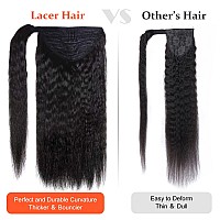 Lacerhair Kinky Straight Ponytail Hair Extensions With Comb Wrap Around Natural Black Light Kinky Wave Pony Tail Hair Extensions