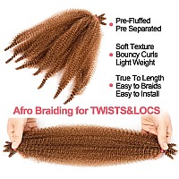 BATISI Marley Twist Braiding Hair for Black Women 2 Packs, 12 Inch Pre-Separated Afro Twist Braiding Hair, Pre-fluffed Kinky Twist Hair for Braiding #30 Reddish Brown Wrapping Hair for Soft Locs