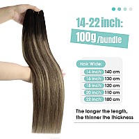 Youngsee Sew In Hair Extensions Ombre Black Weft Hair Extensions Human Hair Ombre Black To Dark Brown With Blonde Balayage Sew I