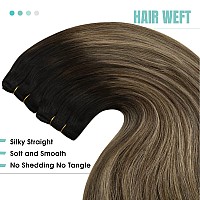 Youngsee Sew In Hair Extensions Ombre Black Weft Hair Extensions Human Hair Ombre Black To Dark Brown With Blonde Balayage Sew I