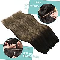 Youngsee Sew In Hair Extensions Ombre Black Weft Hair Extensions Human Hair Ombre Black To Dark Brown With Blonde Balayage Sew I