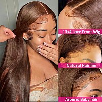 Hermosa 13X4 Brown Lace Front Wigs Human Hair With Baby Hair 180 Density Hd Straight Lace Frontal Human Hair Wigs Pre Plucked Ha