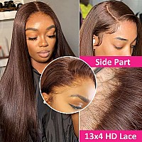 Hermosa 13X4 Brown Lace Front Wigs Human Hair With Baby Hair 180 Density Hd Straight Lace Frontal Human Hair Wigs Pre Plucked Ha