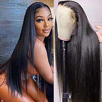 LOOKEYEME Straight Lace Front Wigs Human Hair 150% Density Glueless 13x4 Frontal Wigs Human Hair Pre Plucked 26 Inch Human Hair Wig for Black Women Natural Hairline