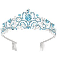 Didder Blue Opal Tiara Crowns For Women Girls Princess Crown With Combs Tiaras For Women Girls Wedding Crowns For Brides Headba