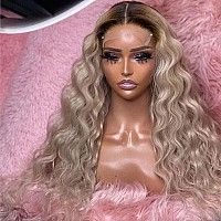 Andria Curly Wig Lace Front Wigs Dirty Blonde Color Two Tone Synthetic Long Curly Wet And Wavy Glueless Lace Wigs Heat Resistant