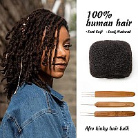 Familocs Afro Kinky Bulk Human Hair For Draedlock Extensions Repair Locs Twists And Braids 12 Inch 30G1Oz Natural Black 1B