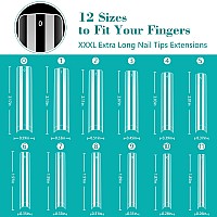 Lionvison 3Xl Clear No C Curve Nail Tips For Acrylic Nails Professional 240Pcs Extra Long Tapered Square Nail Tips 12 Sizes St