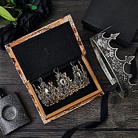 Sureio 2 Pcs Antique Royal King Crown For Men Baroque Queen Crown For Halloween Crystal Tiara Prom Party Headband Accessoriesst