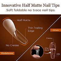 Modelones Coffin Nail Tips 500Pcs Preshaped Half Matte Full Cover False Nails Gel Nail Tips Acrylic Press On Nails For Nail E