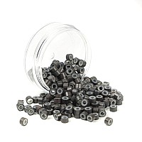 200Pcs Beads Silicone Aluminium Micro Nano Rings 5Mm Lined For I Tipnano Hair Extensions Tool Beads Dark Brown1 Bottle