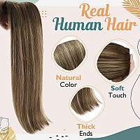 Ve Sunny 24Inch Clip In Hair Extensions Balayage Real Human Hair Clip In Extensions Ombre Brown Hair Extensions Clip Ins Dark Br