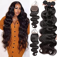 12A Body Wave Bundles With Closure For Black Women22 24 2620100 Unprocess Human Hair 3 Bundles With 4X4 Lace Closure Braziia