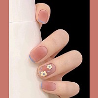 Magrace Press On Nails Short Square Fake Nails Medium French Tips False Nails Glossy With Glitter 24 Pcs Cute Stick On Nails For