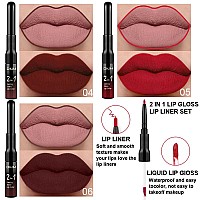 Evpct Dnm 3Pcs Dark Brown Red Matte Lip Liner And Liquid Lipstick Sets For Women Stay On Lipstick 24 Hour Lip Stick Packs Matte