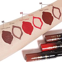 Evpct Dnm 3Pcs Dark Brown Red Matte Lip Liner And Liquid Lipstick Sets For Women Stay On Lipstick 24 Hour Lip Stick Packs Matte