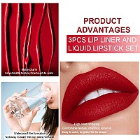 Evpct Dnm 3Pcs Dark Brown Red Matte Lip Liner And Liquid Lipstick Sets For Women Stay On Lipstick 24 Hour Lip Stick Packs Matte