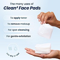 Clean Skin Club Clean Pads 2.0 [NEW & IMPROVED EDGES] Guaranteed Not to Shed & Tear Face Pads, Unique Triple Layers, Textured & Ultra Soft Side, Organic Disposable Cotton, Pair with Makeup Remover