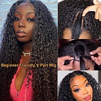 Isee V Part Wig Human Hair Curly Minimalno Leave Out Upgrade U Part Wig For Black Women V Shape Kinky Thin Part Glueless Clip I