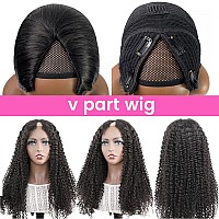 Isee V Part Wig Human Hair Curly Minimalno Leave Out Upgrade U Part Wig For Black Women V Shape Kinky Thin Part Glueless Clip I