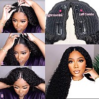 Isee V Part Wig Human Hair Curly Minimalno Leave Out Upgrade U Part Wig For Black Women V Shape Kinky Thin Part Glueless Clip I