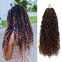 Faux Locs Crochet Hair 14 Inch Boho Goddess Locs Crochet Hair 7 Packs Pre Looped Crochet Hair for Black Women River Locs Crochet Hair with Curly Ends (14 Inch 7 Packs, 1B/30)