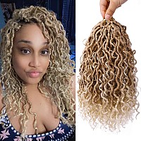 Goddess Locs Crochet Hair 12 Inch, 7 Packs Faux Locs Crochet Hair for Black Women, Boho Locs Crochet Braids Pre Looped River Locs Crochet Hair with Curly Ends (12 Inch 7 Packs, 27/613)