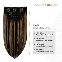 Clip in Hair Extensions 70G Natural Black to Chestnut Brown 100% Remy Human Hair Clip in Extensions Straight for Fashion Women 7pcs 16clips One Pack (12 Inch #1BT6P1B)