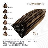 Clip in Hair Extensions 70G Natural Black to Chestnut Brown 100% Remy Human Hair Clip in Extensions Straight for Fashion Women 7pcs 16clips One Pack (12 Inch #1BT6P1B)