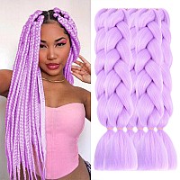 Xtrend 6Pcs Braiding Hair Crochet Braids Hair 24 Inch Synthetic Jumbo Box Braids Hair Extension For Women 100Gpc 6 Pieces 1B