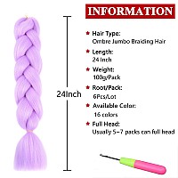 Xtrend 6Pcs Braiding Hair Crochet Braids Hair 24 Inch Synthetic Jumbo Box Braids Hair Extension For Women 100Gpc 6 Pieces 1B