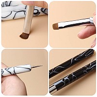 French Nail Brush Yihuale 2 Way French Gel Acrylic Nail Art Kolinsky Brush With Dotting Tool For Professional Manicure Cuticle