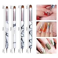 French Nail Brush Yihuale 2 Way French Gel Acrylic Nail Art Kolinsky Brush With Dotting Tool For Professional Manicure Cuticle