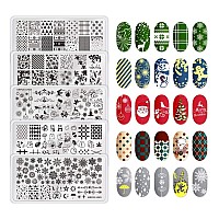 Mrfox Nail Stamping Plate Set 5Pcs Nail Art Stamp Kit Templates For Women With Plenty Of Images