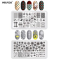 Mrfox Nail Stamping Plate Set 5Pcs Nail Art Stamp Kit Templates For Women With Plenty Of Images