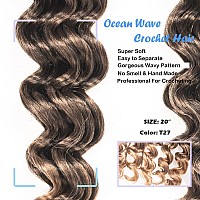 ToyoTree Ocean Wave Crochet Hair - 20 Inch 8 Packs Ombre Brown Crochet Braids Synthetic Braiding Hair Extensions (20 inch, T30)