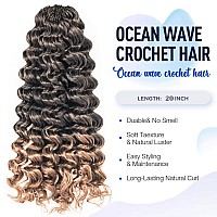 ToyoTree Ocean Wave Crochet Hair - 20 Inch 8 Packs Ombre Brown Crochet Braids Synthetic Braiding Hair Extensions (20 inch, T30)