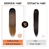 Seikea 28 Drawstring Ponytail Extension For Black Women Long Straight Fake Hair Natural Soft Clip In Hair Extensions Synthetic