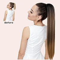 Seikea 28 Drawstring Ponytail Extension For Black Women Long Straight Fake Hair Natural Soft Clip In Hair Extensions Synthetic