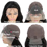 Body Wave Lace Front Wigs Human Hair Pre Plucked 13x4 HD Transparent Lace Frontal Wig with Baby Hair 150% Density Brazilian Virgin Human Hair Lace Front Wigs for Black Women (24inch,Natural Black)