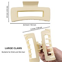 Large Hair Claw Clips for Thick Hair, Hair Clips for Women and Girls, Big Hair Jaw Clips Strong Hold Banana Clips for All Hair Types (White & Khaki)