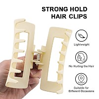 Large Hair Claw Clips for Thick Hair, Hair Clips for Women and Girls, Big Hair Jaw Clips Strong Hold Banana Clips for All Hair Types (White & Khaki)