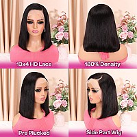 Huiwanyan 10 Inch Real Human Hair Wigs For Black Women 13X4 Hd Lace Front Wigs Human Hair Pre Plucked Bob Wig Human Hair Glueles