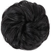 Morica 1Pcs Messy Hair Bun Hair Scrunchies Extension Curly Wavy Messy Synthetic Chignon For Women 1B